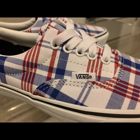 Vans Era Plaid Blue, Red & True White Skate Shoes - Picture 6 of 12